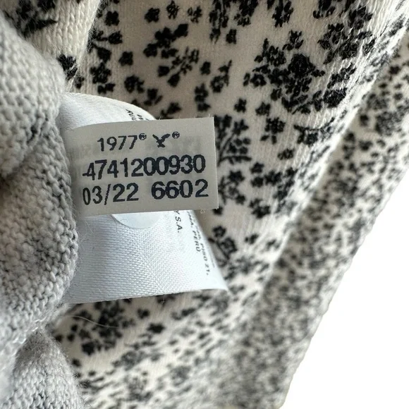 American Eagle Womens Ditsy Floral Mini Dress XS Black Ivory Short Puff Sleeve - Picture 8 of 10